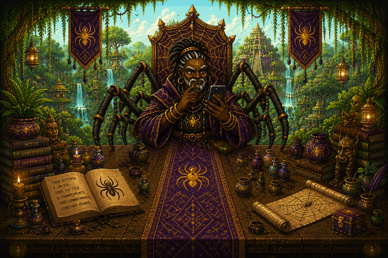 Anansi conduzindo uma experiência de quiz ao vivo