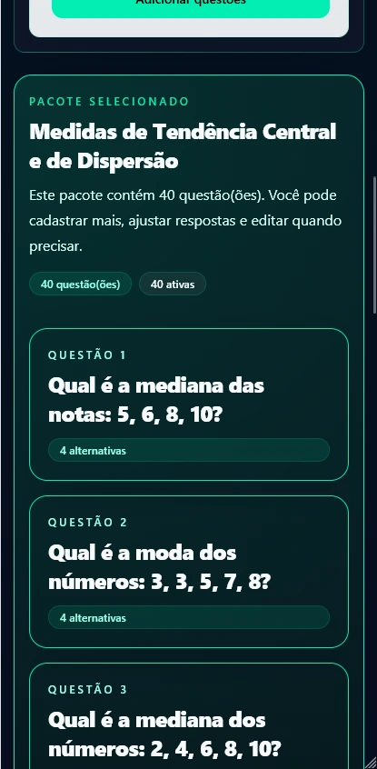 Imagem da tela de pacotes no Anansi